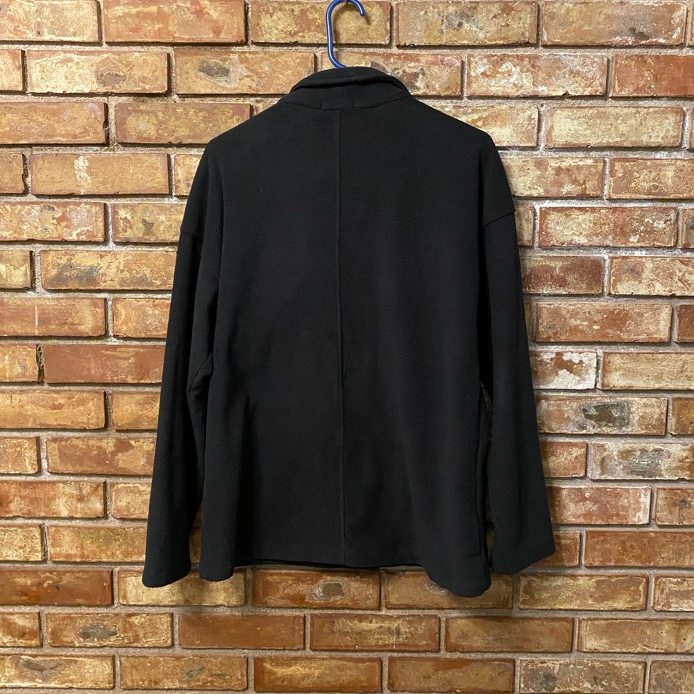 Black Fleece Jacket with Lapel Design off set zipper and comfy pockets - Picture 6 of 6